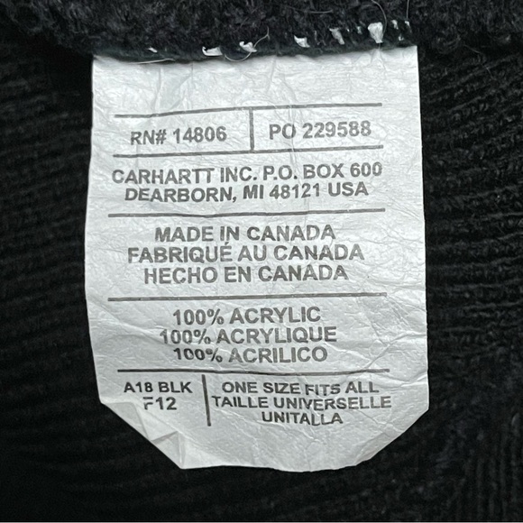 Carhartt Knit Cuffed Classic Beanie Hat Cap Black Winter Snow Outdoors Ski - Picture 3 of 5